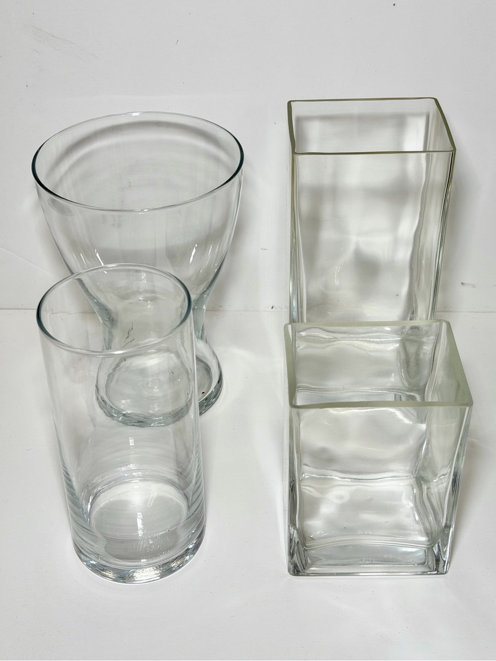 4-Piece Clear Glass Vase and Cylinder Set